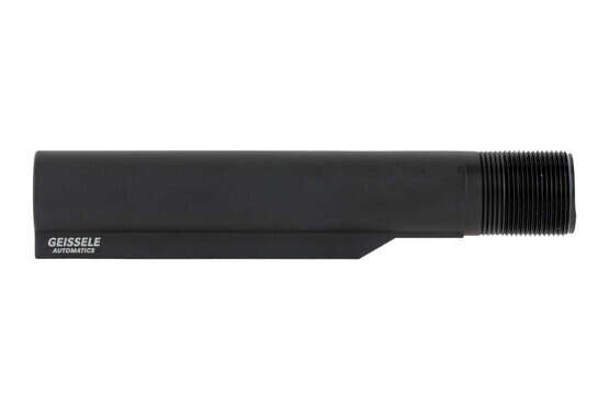 Geissele Automatics premium grade MIL-SPEC AR-15 buffer tube has a black anodized finish and MIL-SPEC diameter